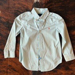 Blue and white stripe polo long sleeve